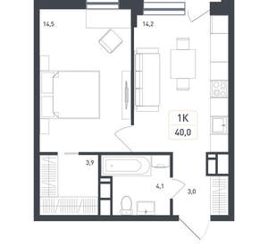1-к квартира, вторичка, 40м2, 8/8 этаж