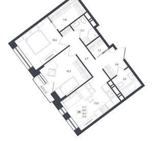 2-к квартира, вторичка, 59м2, 6/8 этаж