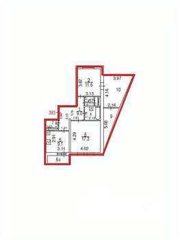 2-к квартира, вторичка, 54м2, 3/18 этаж