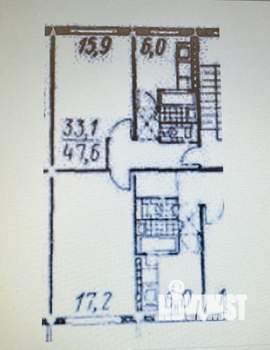 2-к квартира, вторичка, 48м2, 1/5 этаж