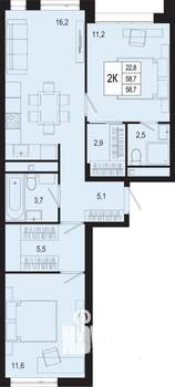 Студия квартира, строящийся дом, 59м2, 1/8 этаж
