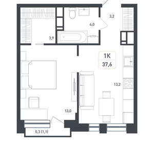 1-к квартира, вторичка, 38м2, 2/8 этаж