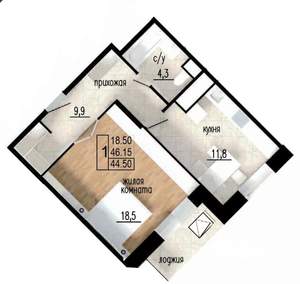 1-к квартира, вторичка, 46м2, 15/15 этаж