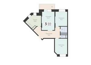 3-к квартира, строящийся дом, 83м2, 22/22 этаж
