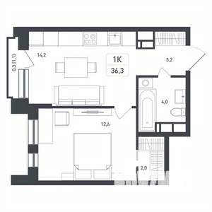 1-к квартира, вторичка, 36м2, 8/8 этаж