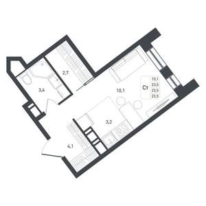 Студия квартира, вторичка, 24м2, 3/6 этаж