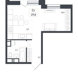 Студия квартира, вторичка, 30м2, 7/8 этаж