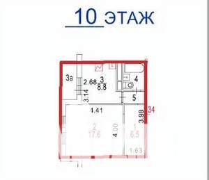 Студия квартира, вторичка, 38м2, 1/18 этаж