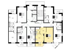 1-к квартира, строящийся дом, 41м2, 14/17 этаж
