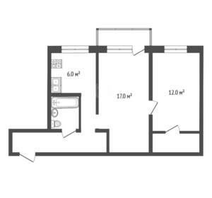 2-к квартира, вторичка, 46м2, 3/5 этаж