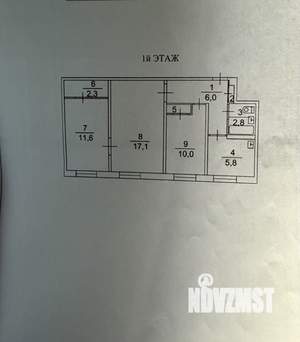 3-к квартира, вторичка, 57м2, 1/5 этаж
