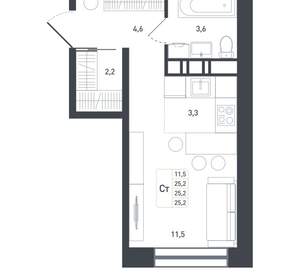 Студия квартира, вторичка, 27м2, 4/8 этаж
