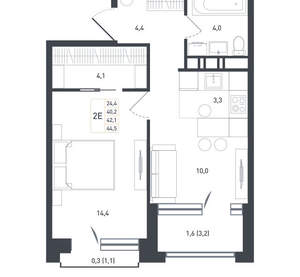 2-к квартира, вторичка, 42м2, 8/8 этаж