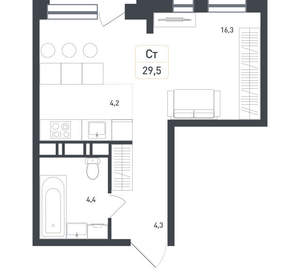 Студия квартира, вторичка, 30м2, 4/8 этаж