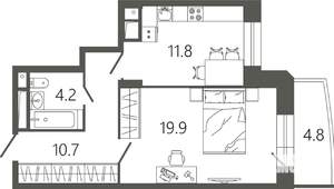 1-к квартира, вторичка, 48м2, 5/17 этаж