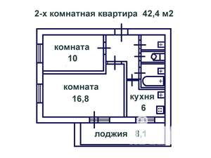 2-к квартира, вторичка, 42м2, 9/9 этаж