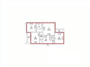 3-к квартира, вторичка, 72м2, 3/18 этаж