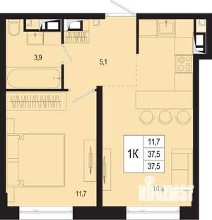 Студия квартира, строящийся дом, 38м2, 6/8 этаж