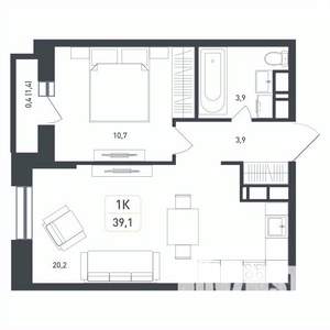 1-к квартира, вторичка, 39м2, 7/8 этаж