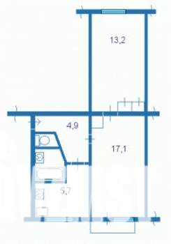 2-к квартира, вторичка, 47м2, 1/5 этаж