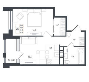 2-к квартира, вторичка, 41м2, 6/8 этаж