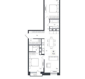 Студия квартира, вторичка, 70м2, 5/8 этаж