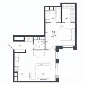 2-к квартира, вторичка, 46м2, 8/8 этаж