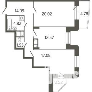 2-к квартира, строящийся дом, 73м2, 3/17 этаж