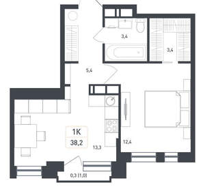 Студия квартира, вторичка, 38м2, 8/8 этаж