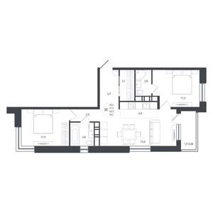 3-к квартира, вторичка, 67м2, 5/8 этаж