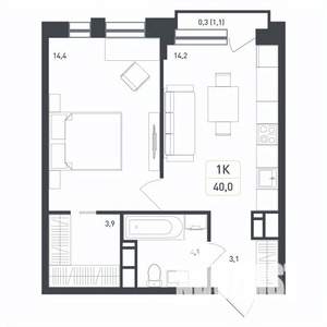 1-к квартира, вторичка, 40м2, 2/8 этаж