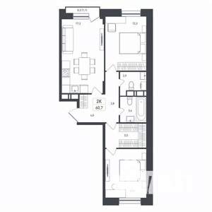 Студия квартира, строящийся дом, 61м2, 5/8 этаж