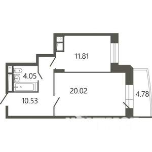1-к квартира, строящийся дом, 48м2, 5/17 этаж