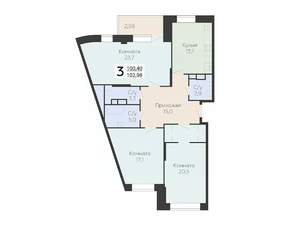 3-к квартира, вторичка, 103м2, 10/22 этаж