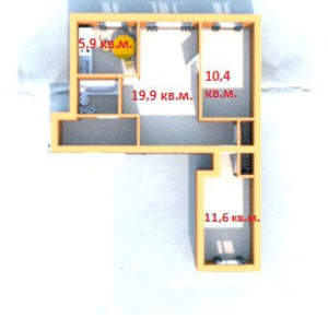 3-к квартира, вторичка, 57м2, 1/4 этаж