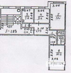 3-к квартира, вторичка, 62м2, 8/9 этаж