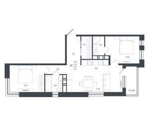 3-к квартира, вторичка, 67м2, 8/8 этаж