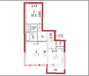 Студия квартира, вторичка, 54м2, 1/18 этаж