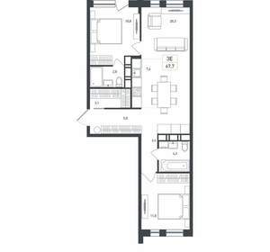 Студия квартира, вторичка, 68м2, 8/8 этаж