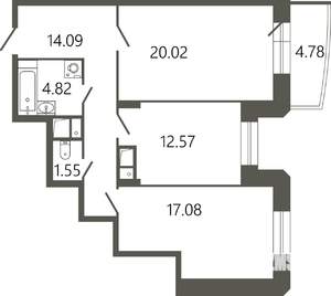 2-к квартира, вторичка, 72м2, 2/17 этаж