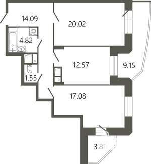 2-к квартира, вторичка, 75м2, 17/17 этаж
