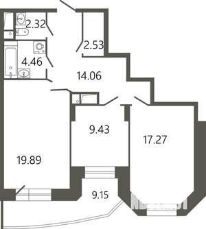 2-к квартира, вторичка, 73м2, 11/17 этаж