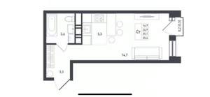 Студия квартира, вторичка, 25м2, 7/9 этаж