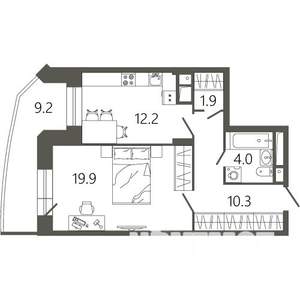 1-к квартира, вторичка, 51м2, 7/17 этаж