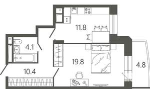 1-к квартира, вторичка, 48м2, 2/17 этаж