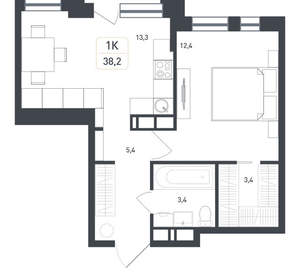 1-к квартира, вторичка, 38м2, 4/8 этаж