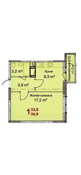 1-к квартира, вторичка, 35м2, 5/17 этаж