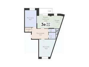3-к квартира, строящийся дом, 81м2, 8/22 этаж