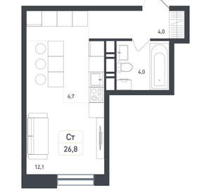 Студия квартира, вторичка, 27м2, 8/8 этаж