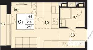 Студия квартира, вторичка, 21м2, 3/8 этаж